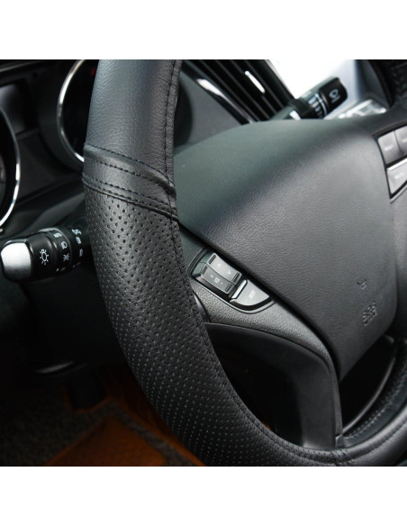 Cubierta de Volante de Cuero CAR PASS Universal 37-38 cm Negro