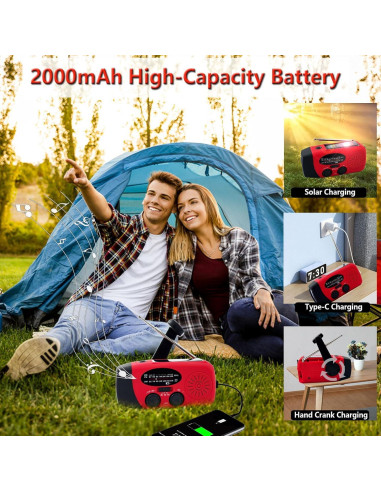 Radio de Emergencia LOOFHIEN con Linterna LED y Alarma SOS