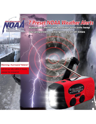 Radio de Emergencia LOOFHIEN con Linterna LED y Alarma SOS