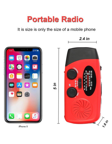 Radio de Emergencia LOOFHIEN con Linterna LED y Alarma SOS