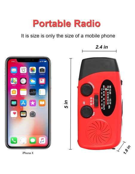 Radio de Emergencia LOOFHIEN con Linterna LED y Alarma SOS