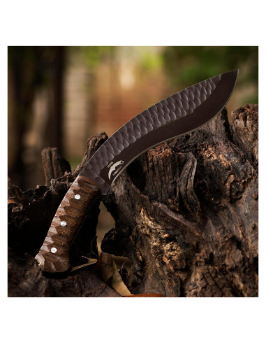 Cuchillo Kukri Prime Damascus con Funda de Cuero 25.4 cm