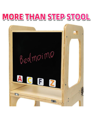 Escalera de Cocina para Niños Bedmoimo de Madera Natural