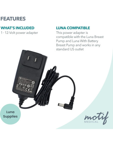 Adaptador de Alimentación Motif Medical para Bomba Luna 12V