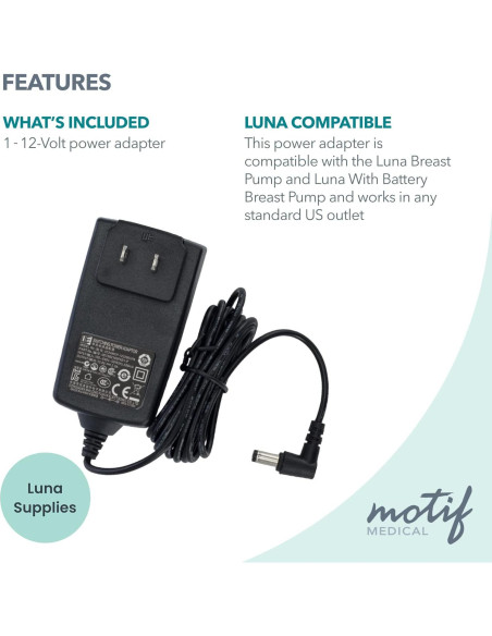 Adaptador de Alimentación Motif Medical para Bomba Luna 12V