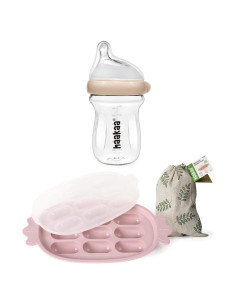 Bandeja de congelador silicona Haakaa + botella vidrio anti cólico