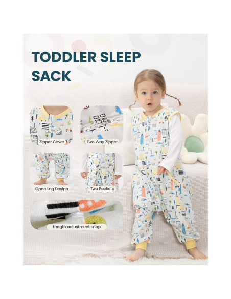 Saco de Sueño HOMEAL 2T-3T Algodón para Niños con Piernas