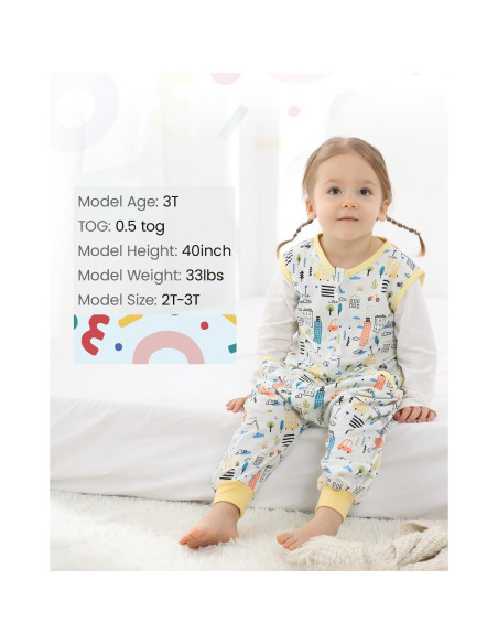 Saco de Sueño HOMEAL 2T-3T Algodón para Niños con Piernas