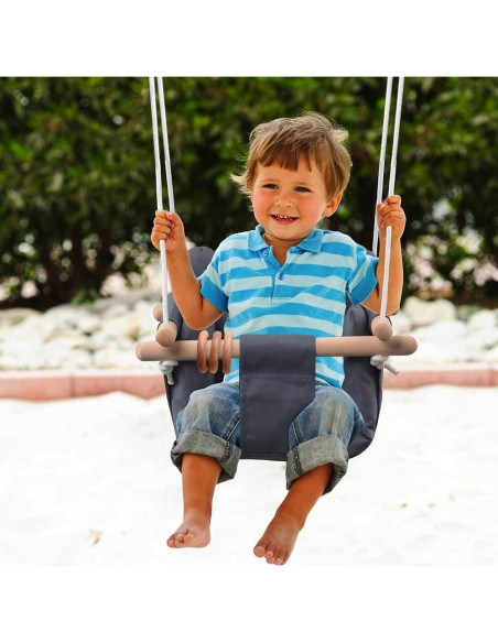 Asiento de columpio colgante DILIMI gris para bebés 6 meses a 3 años