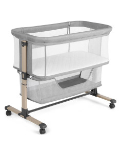 Cuna de Lado Portátil Cowiewie Ajustable Transpirable Gris