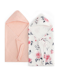 Toallas de Bebé con Capucha David's Kids 2 Pack Algodón Floral Rosa