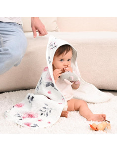 Toallas de Bebé con Capucha David's Kids 2 Pack Algodón Floral Rosa 2