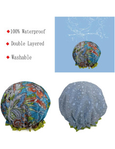 Gorro de Ducha Reutilizable Quanchen Leopardo Azul 28.4x27.9cm 2
