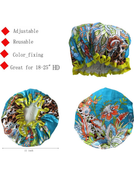 Gorro de Ducha Reutilizable Quanchen Leopardo Azul 28.4x27.9cm