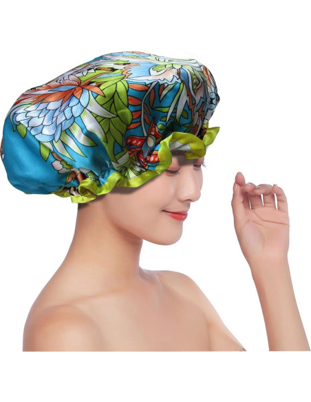 Gorro de Ducha Reutilizable Quanchen Leopardo Azul 28.4x27.9cm