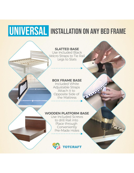 Barandilla de Seguridad TotCraft para Cunas y Camas - Gris 90.2x59.7 cm