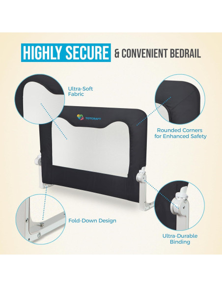 Barandilla de Seguridad TotCraft para Cunas y Camas - Gris 90.2x59.7 cm