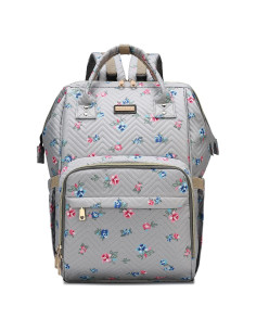 Mochila de Pañales GAIVP Unisex Flores Grises 30L
