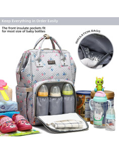 Mochila de Pañales GAIVP Unisex Flores Grises 30L 2