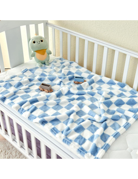 Manta de Bebé a Cuadros Yurhap 76x102cm Forro Polar Azul