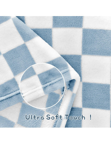 Manta de Bebé a Cuadros Yurhap 76x102cm Forro Polar Azul