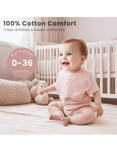 Baberos de Muselina Konssy 8 Piezas 100% Algodón Ajustables