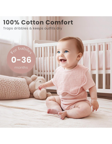 Baberos de Muselina Konssy 8 Piezas 100% Algodón Ajustables