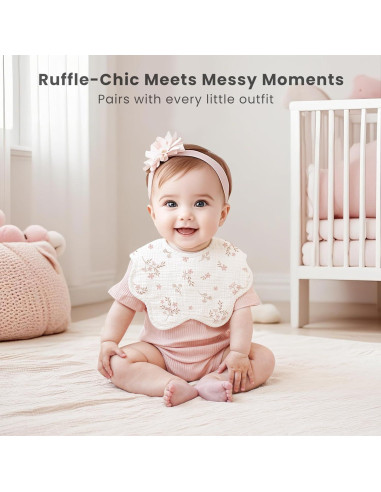 Baberos de Muselina Konssy 8 Piezas 100% Algodón Ajustables