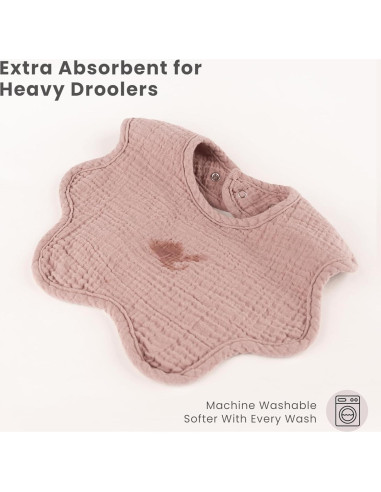 Baberos de Muselina Konssy 8 Piezas 100% Algodón Ajustables