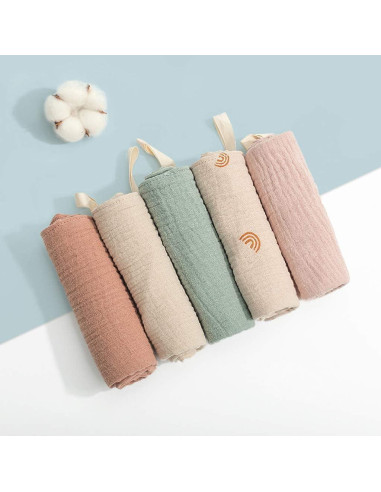 Toallitas de Muselina de Algodón Nisstiiv 23x23 cm - 5 Piezas