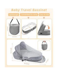 Cuna de Viaje Plegable Hishe para Bebés con Mosquitera 2