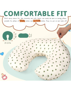 Funda de Almohada de Lactancia FEBSNOW 2 Piezas Algodón Verde 2