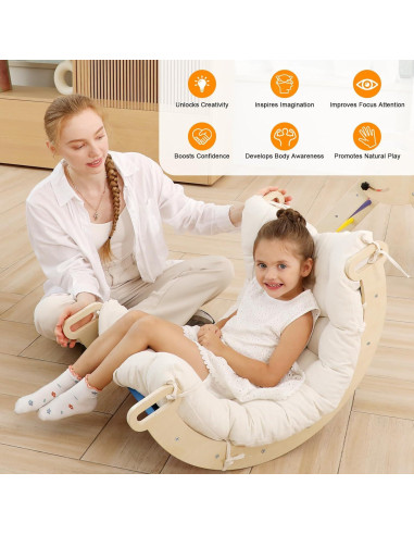 Arco de Escalada Montessori Ymonlia 2 en 1 con Cojín 56x44cm