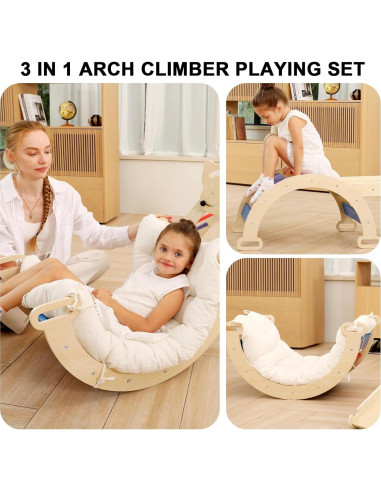 Arco de Escalada Montessori Ymonlia 2 en 1 con Cojín 56x44cm