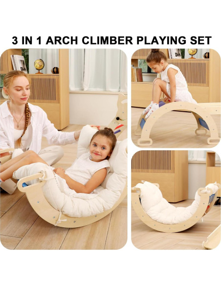 Arco de Escalada Montessori Ymonlia 2 en 1 con Cojín 56x44cm