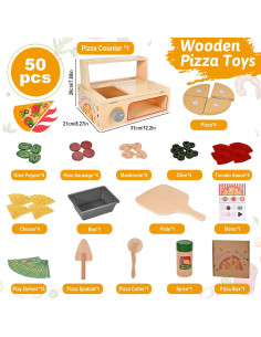 Set de Juguete de Pizza de Madera Wooderma 50 Piezas 3+ 2