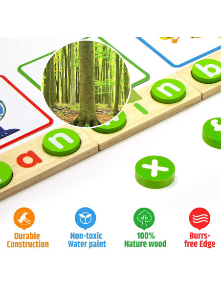 Juego Educativo de Ortografía de Madera Lrathenk para Niños 3-7 Años Juego Educativo de Ortografía de Madera Lrathenk para Niños 3-7 Años