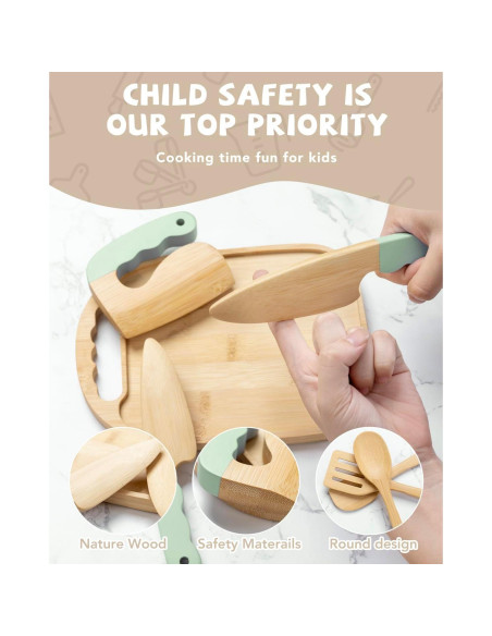 Juego de Cocina de Madera Montessori Biticolor 15 Piezas Verde