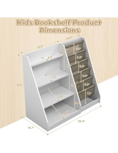 Estantería Montessori CMFYDAILY 4 Niveles Madera Blanca 80cm