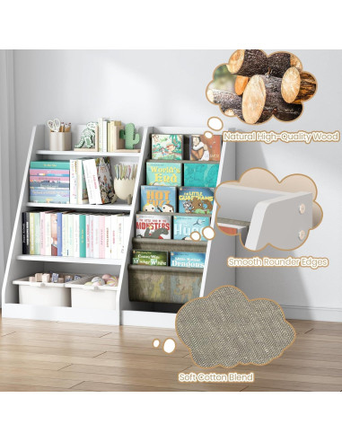 Estantería Montessori CMFYDAILY 4 Niveles Madera Blanca 80cm