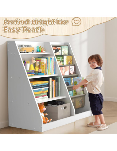 Estantería Montessori CMFYDAILY 4 Niveles Madera Blanca 80cm