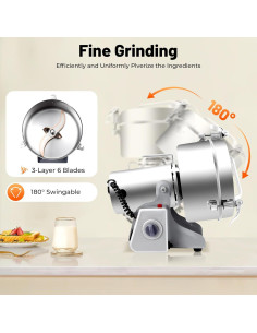 Molino de Granos Eléctrico GSHIOIO 2500g 4500W Acero Inoxidable 2