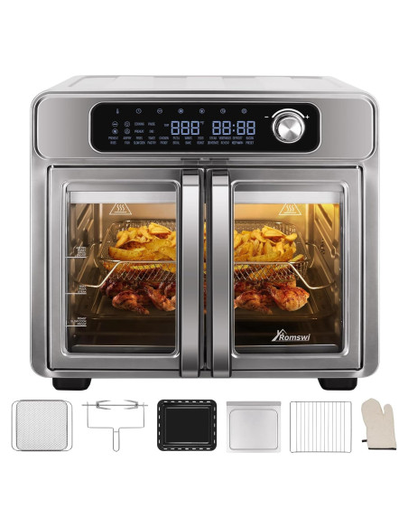Horno Tostador de Aire Romswi 26QT con Puertas Francesas 24 Funciones