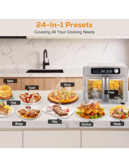 Horno Tostador de Aire Romswi 26QT con Puertas Francesas 24 Funciones