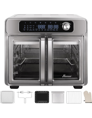Horno Tostador de Aire Romswi 26QT con Puertas Francesas 24 Funciones