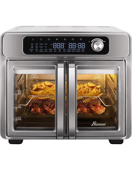 Horno Tostador de Aire Romswi 26QT con Puertas Francesas 24 Funciones