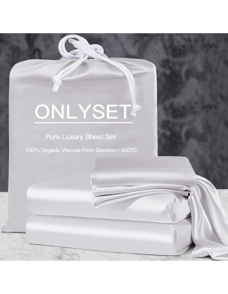 Juego de Sábanas King OnlySet 100% Viscosa Bambú 4 Piezas Juego de Sábanas King OnlySet 100% Viscosa Bambú 4 Piezas