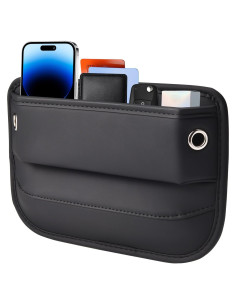 Organizador Lateral de Asiento de Coche Cuero Premium Negro