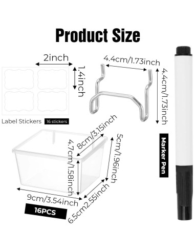 16 Organizadores Transparentes para Tablero de Clavos Mekueeex