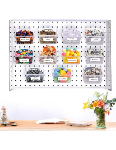 16 Organizadores Transparentes para Tablero de Clavos Mekueeex